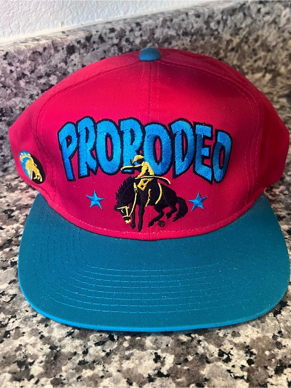 Vintage 90s Pro Rodeo America red and blue snapback hat
